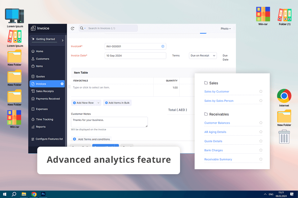zoho invoice software for small business interface