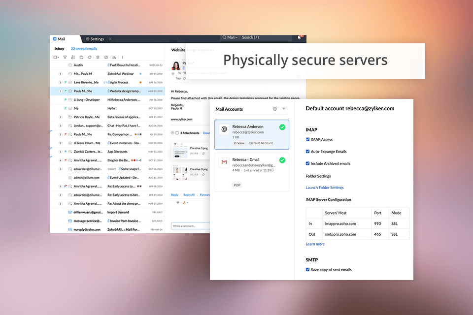 zoho mail to secure email for small business