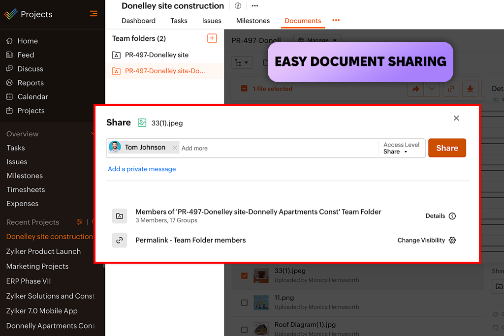 zoho projects interface
